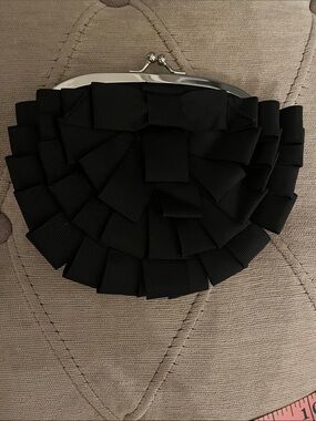 Poppie Jones Small Black Bow Accent Clutch